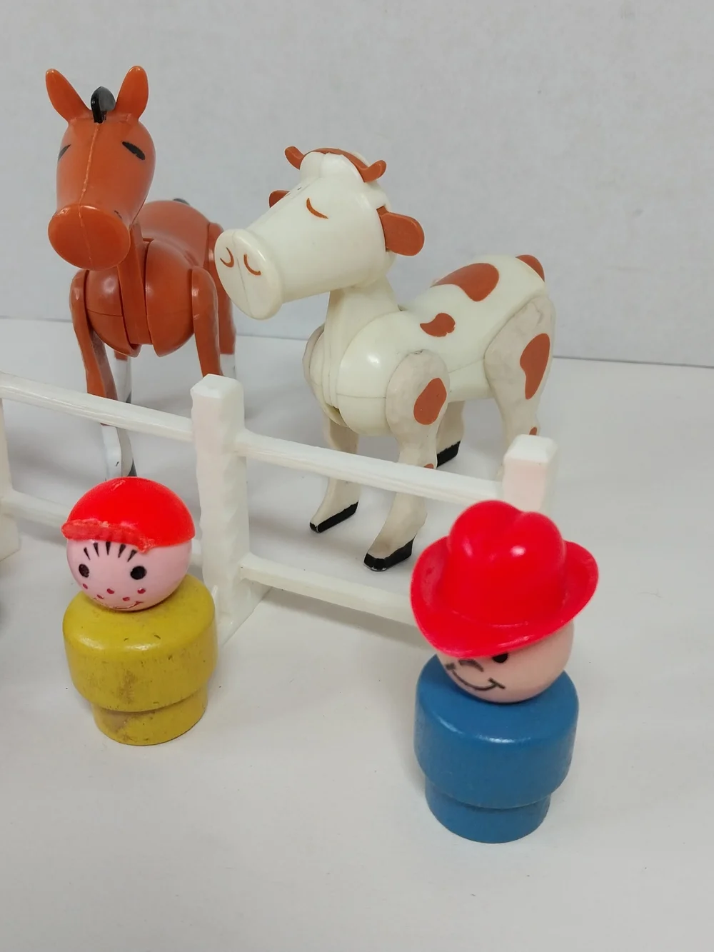 Vintage Fisher Price Little People Farm Lot Farmers Horse Cow Sheep 1960s-70s